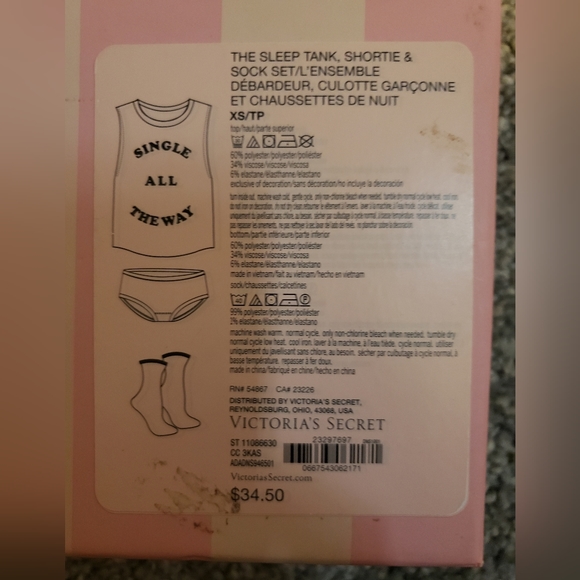 NIB Victoria's Secret Pink Pajama Set XS - Picture 3 of 3